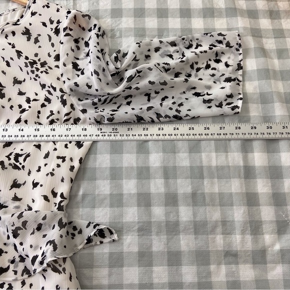 Sam Edelman dress woven chiffon peplum black white contemporary wide sleeves - Picture 10 of 13